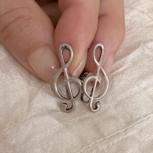 Vintage Mario Tanzi Sterling Silver Treble Clef Screw Back Earrings‎